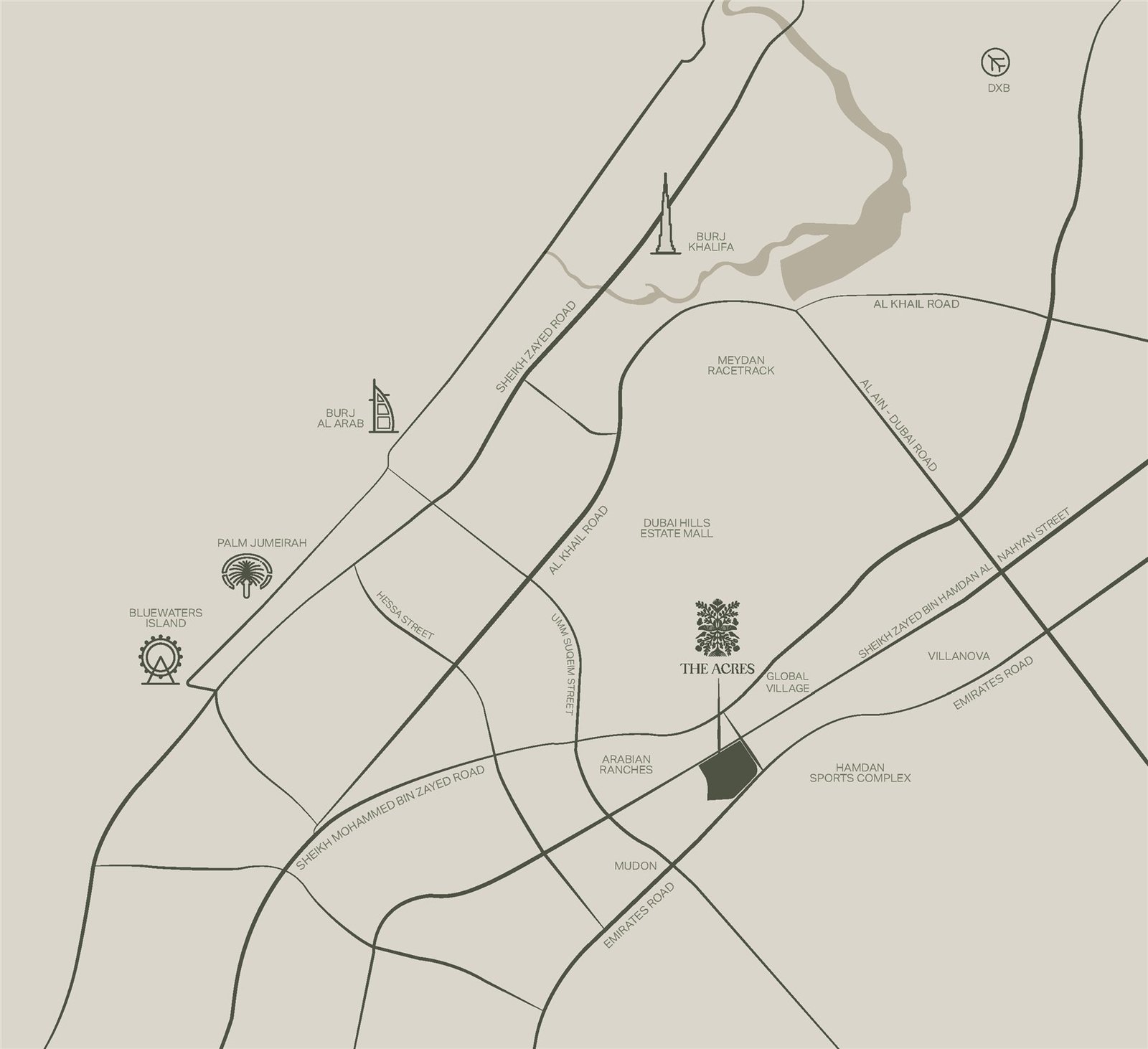 Where The Acres sits in Dubailand